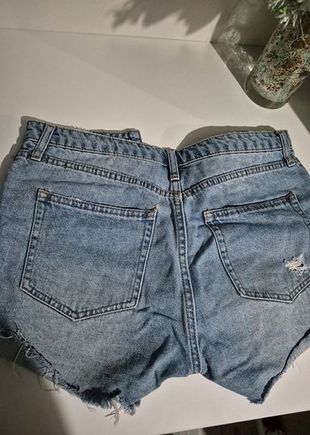 Kadın Mavi Mini Kot Şort - Görsel 3