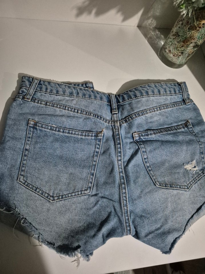 Kadın Mavi Mini Kot Şort - Görsel 3