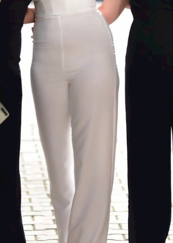 Beyaz Straplez Kadın Tulum - Görsel 2