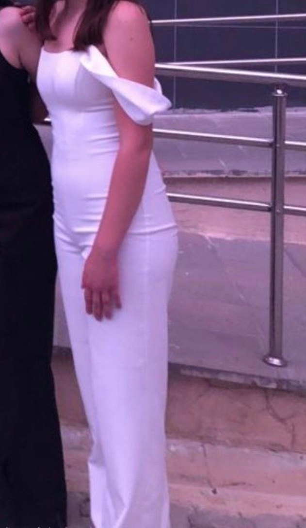 Beyaz Straplez Kadın Tulum - Görsel 3