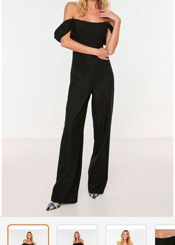 Kadın Siyah Uzun Straplez Tulum - Görsel 3