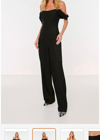 Kadın Siyah Uzun Straplez Tulum - Görsel 2