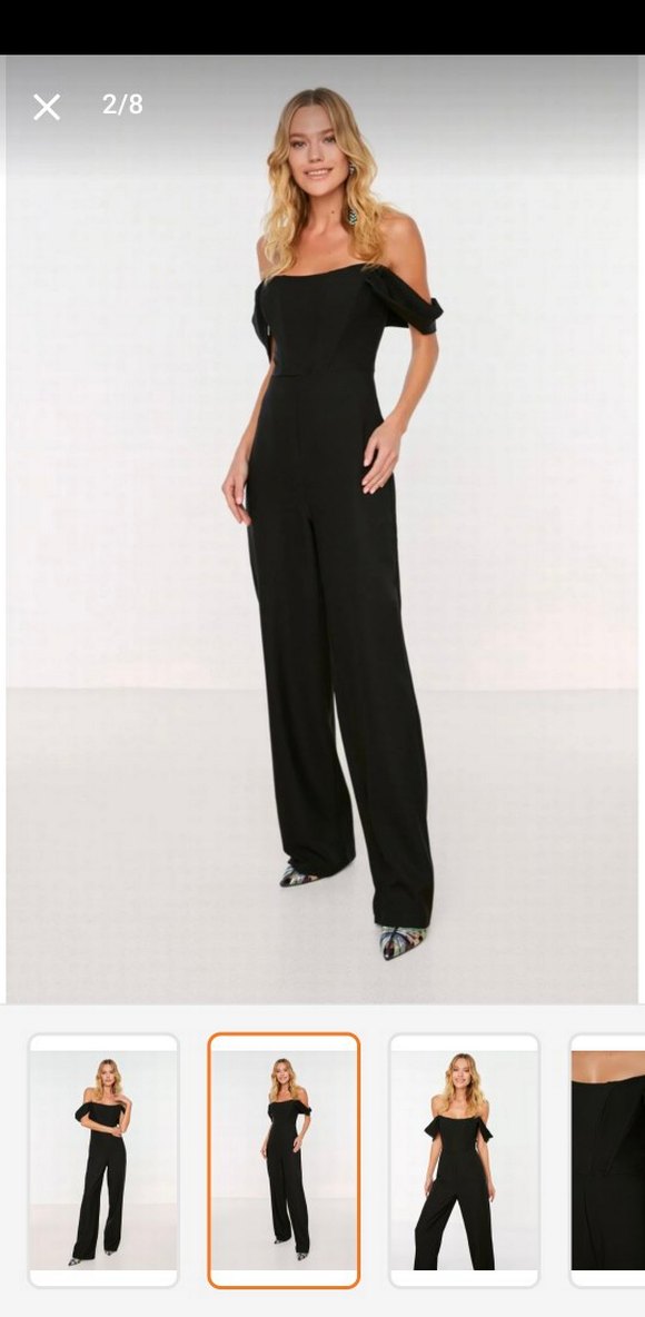 Kadın Siyah Uzun Straplez Tulum - Görsel 2