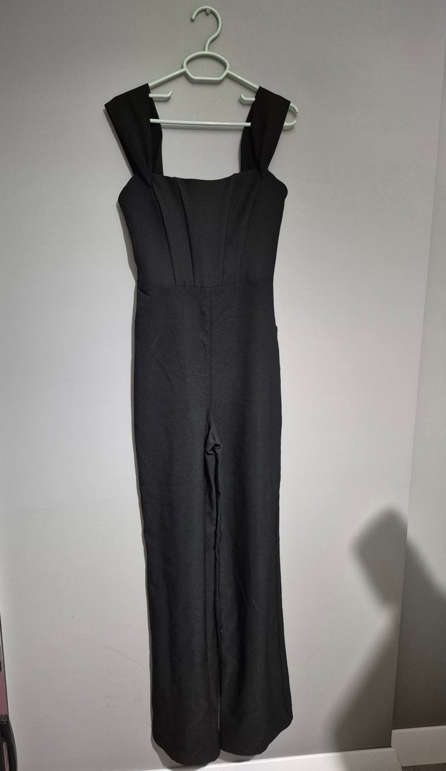 Kadın Siyah Uzun Straplez Tulum - Görsel 4