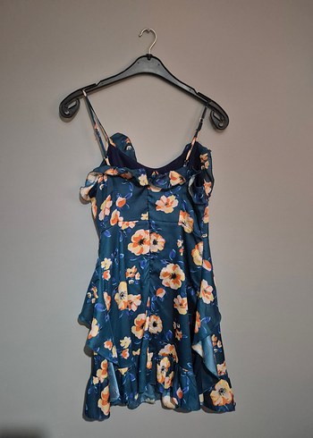 Çiçek Desenli Fırfırlı Mini Elbise - Görsel 2