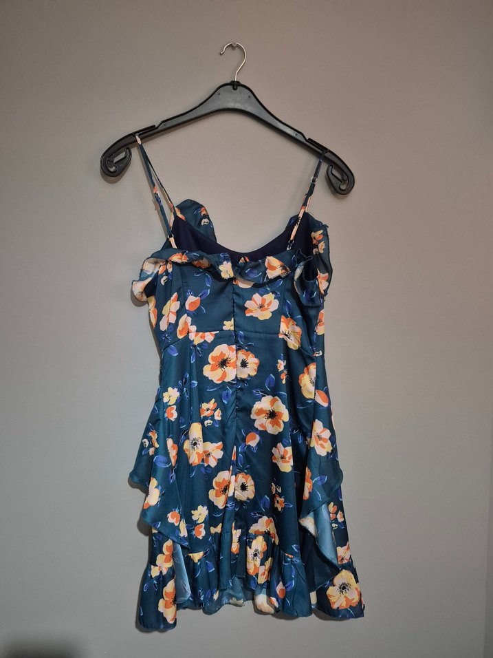 Çiçek Desenli Fırfırlı Mini Elbise - Görsel 2