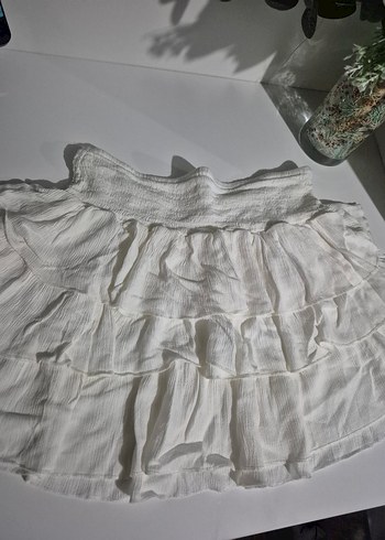 Beyaz Mini Keten Etek - Görsel 3