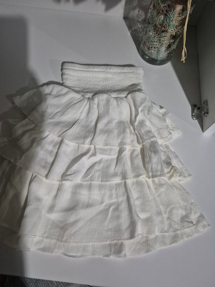 Beyaz Mini Keten Etek - Görsel 2