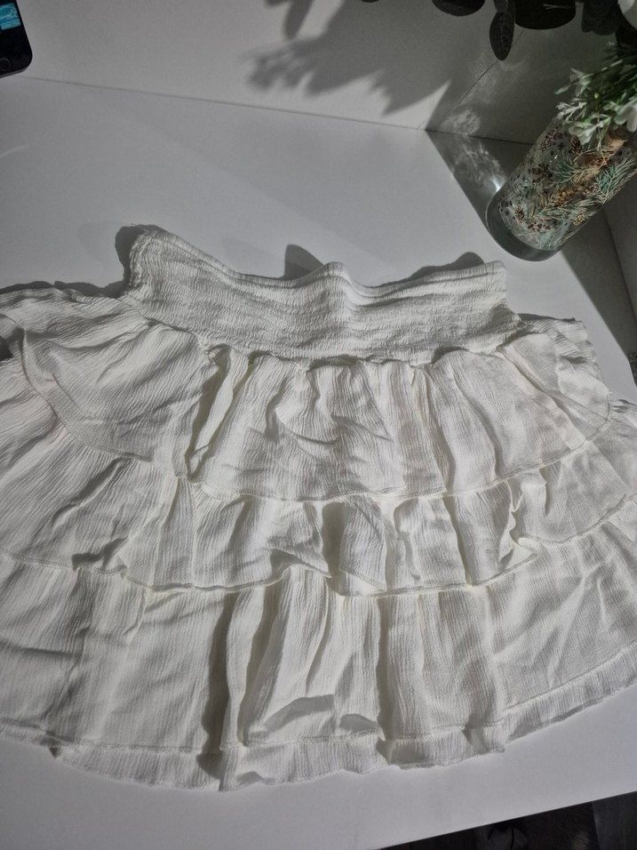 Beyaz Mini Keten Etek - Görsel 3