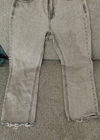 Gri Midi Boy Bol Kesim Kadın Kot Pantolon
