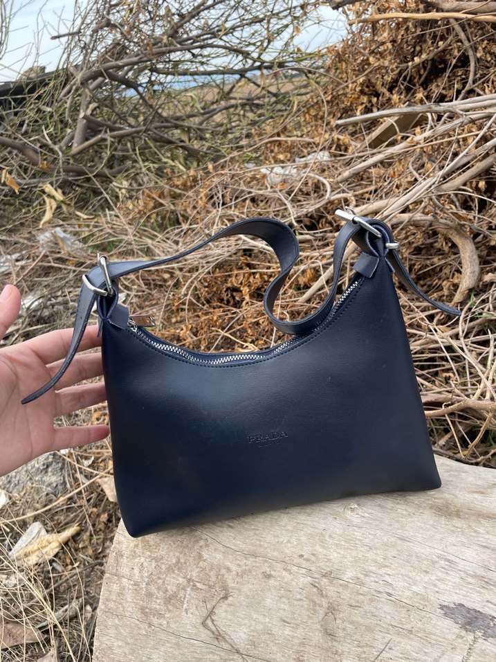 Mavi Deri Minimalist Kadın Çanta - Görsel 2