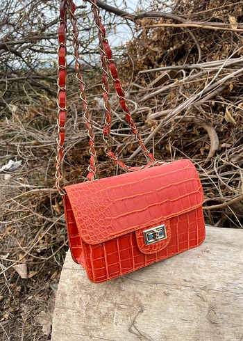 Kırmızı Deri Kadın Çanta - Görsel 4