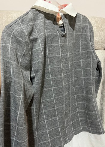 Gri Kareli Uzun Kollu Kadın Bluz - Görsel 2