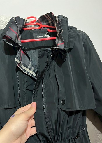 Siyah Kadın yağmurluk, Fermuarlı, İnce Kesim - Görsel 2