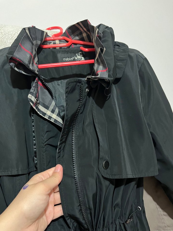 Siyah Kadın yağmurluk, Fermuarlı, İnce Kesim - Görsel 2