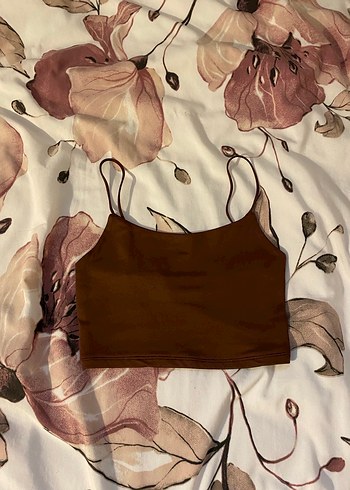 Kahverengi İnce Askılı Crop Top