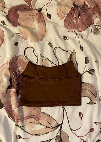 Bershka Kahverengi İnce Askılı Crop Top