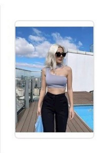 s Beden Holly Lolly Asimetrik Gri Crop Top