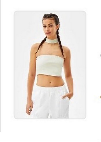 Choker Yaka Straplez Crop Top