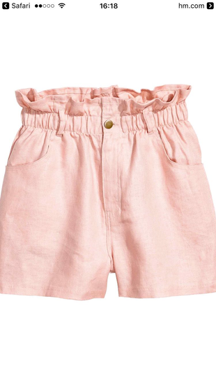 H&M Pudra pembe sezon keten şort