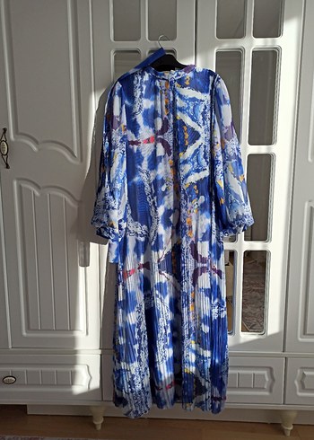 Mavi Piliseli Uzun Elbise - Görsel 6