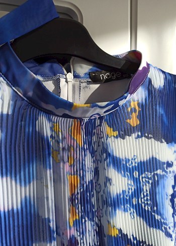 Mavi Piliseli Uzun Elbise - Görsel 5