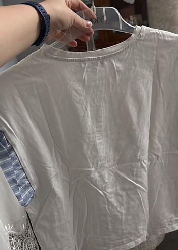 Beyaz Kadın Pamuklu Salaş Tişört - Görsel 3