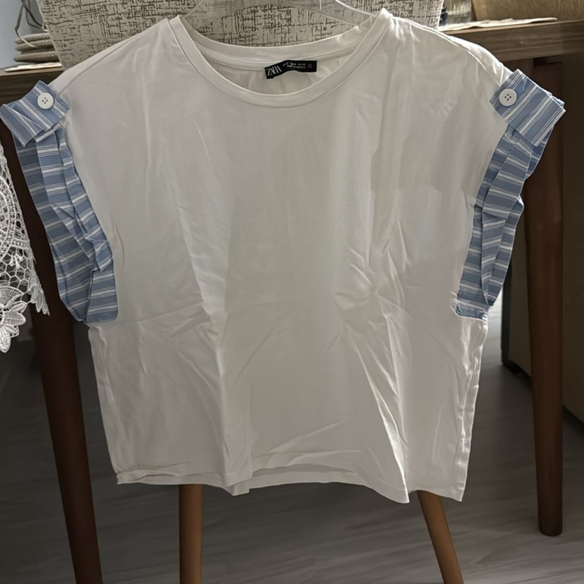 Beyaz Kadın Pamuklu Salaş Tişört - Görsel 4