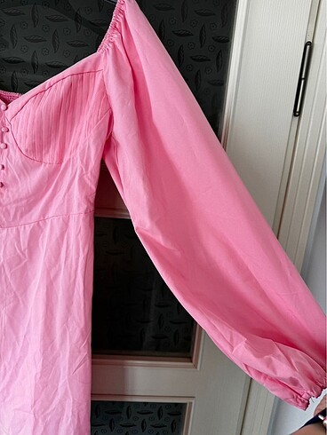 Pembe mini elbise - Görsel 5