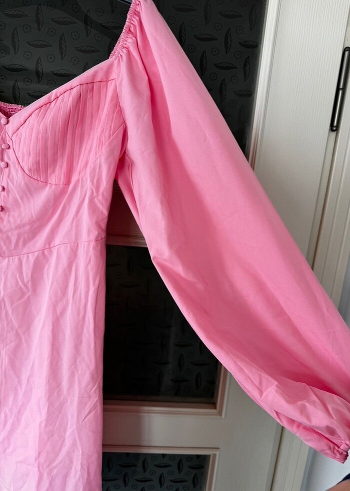 Pembe mini elbise - Görsel 5