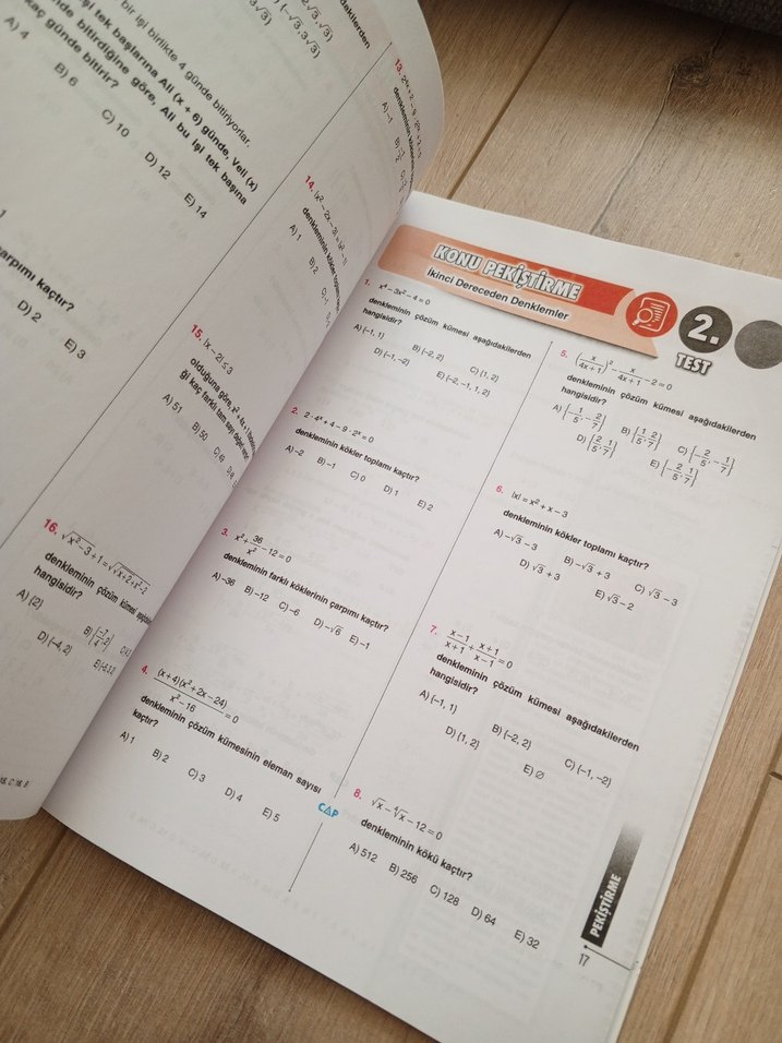Çap Yayınları 10. Sınıf İkinci Dereceden Denklemler Fasikülü - Görsel 2