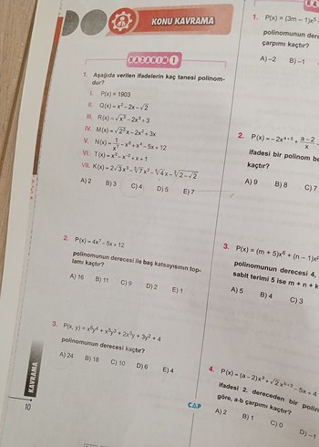 Çap Yayınları 10. Sınıf Fen Lisesi Matematik Polinomlar Fasikülü - Görsel 2