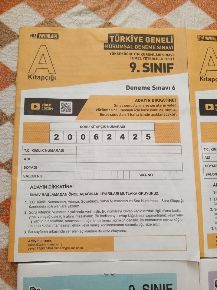 9. ve 10. Sınıf Hız ve Kafa Dengi yayınları denemeleri - Görsel 2