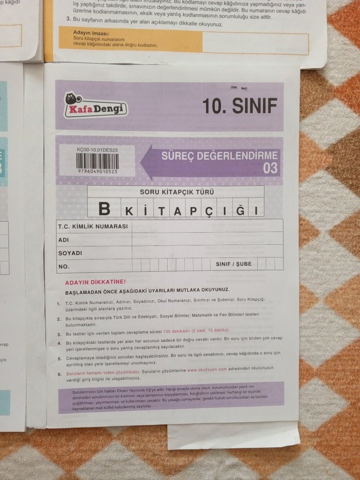 9. ve 10. Sınıf Hız ve Kafa Dengi yayınları denemeleri - Görsel 5