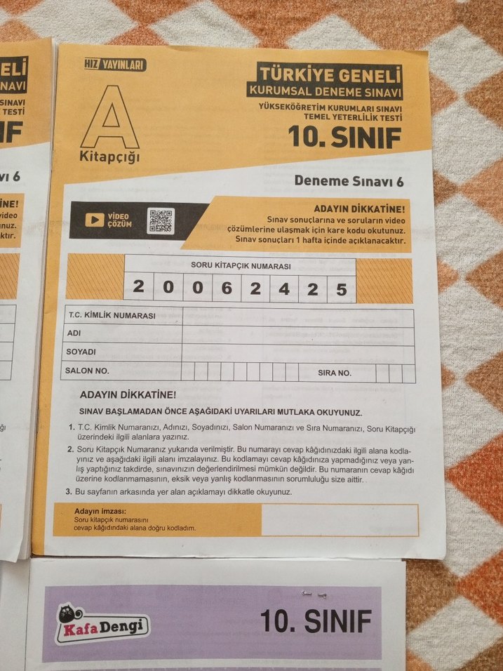 9. ve 10. Sınıf Hız ve Kafa Dengi yayınları denemeleri - Görsel 3