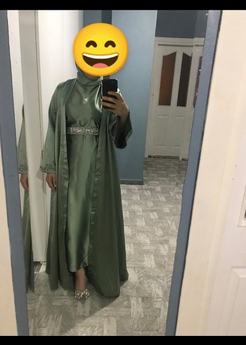 Saten abaya takım