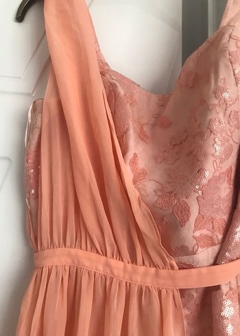 Pembe Nakışlı Midi Kadın Elbise ROMAN - Görsel 3