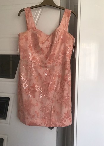 Pembe Nakışlı Midi Kadın Elbise ROMAN - Görsel 2