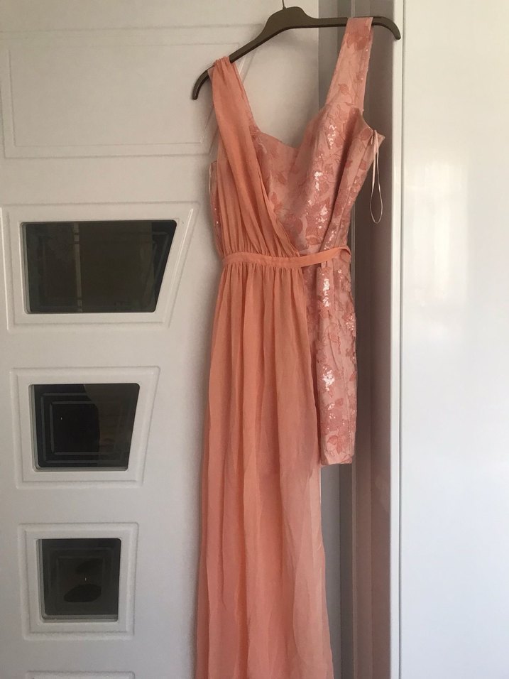 Pembe Nakışlı Midi Kadın Elbise ROMAN - Görsel 4