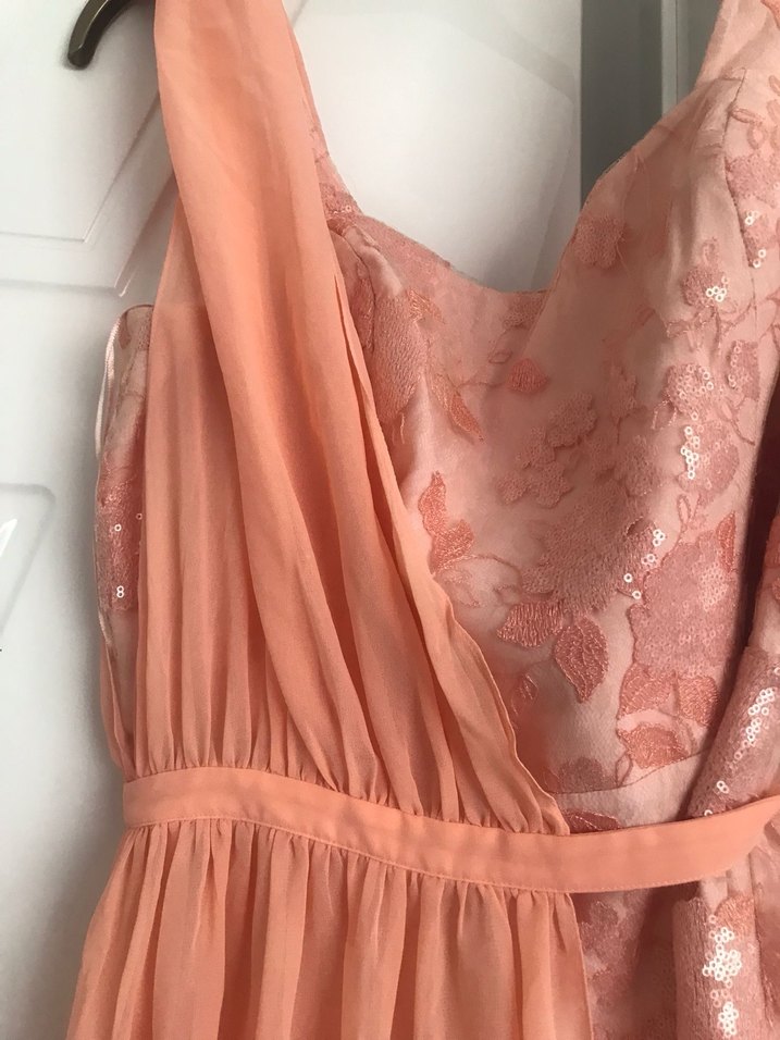 Pembe Nakışlı Midi Kadın Elbise ROMAN - Görsel 3