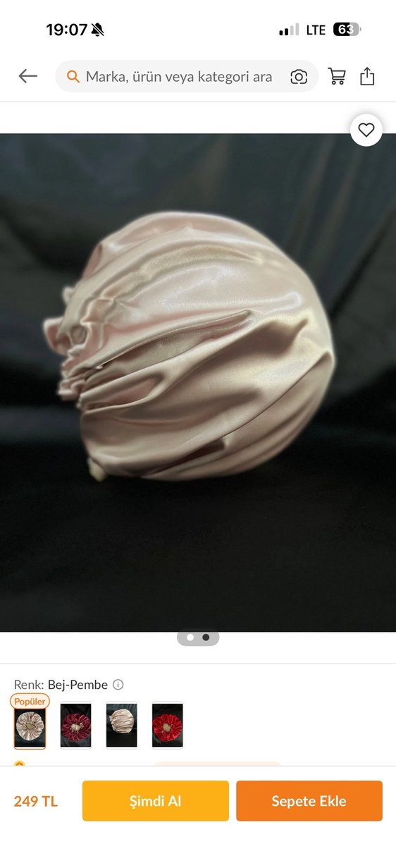 İpek Saten Pembe Bej Kadın Saç Bonesi - Görsel 2