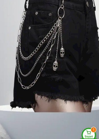 Kuru Kafalı Zincir Detaylı Kadın cep Zinciri - Görsel 9