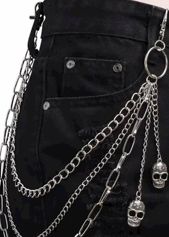 Kuru Kafalı Zincir Detaylı Kadın cep Zinciri - Görsel 3