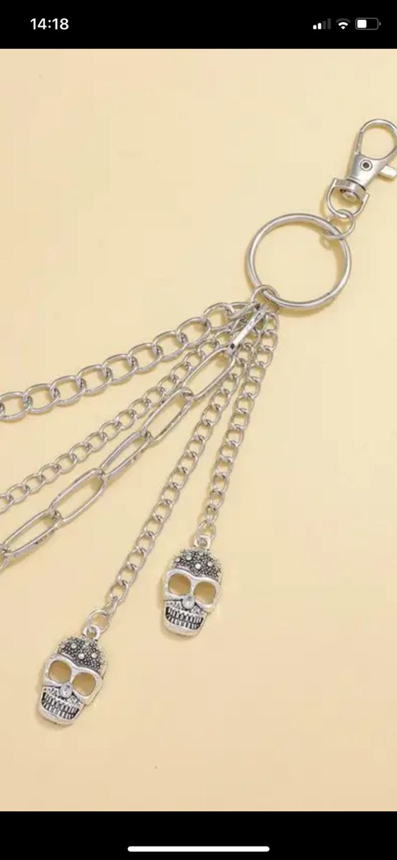 Kuru Kafalı Zincir Detaylı Kadın cep Zinciri - Görsel 4