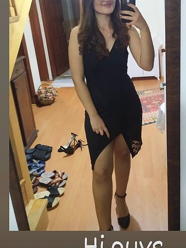 xl Beden Siyah dantelli abiye
