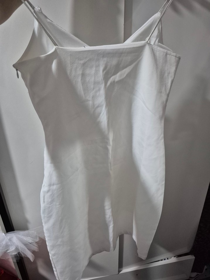 Beyaz,askılı mini elbise - Görsel 2