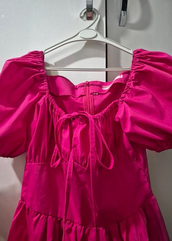 Pembe Midi prenses kol Elbise - Görsel 2