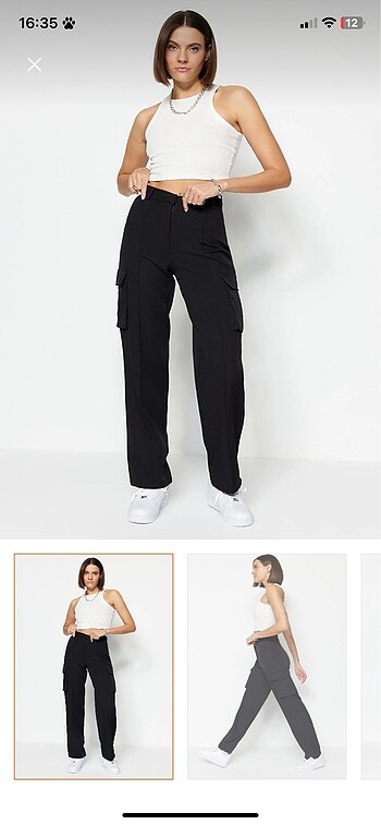 siyah kargo straight pantolon
