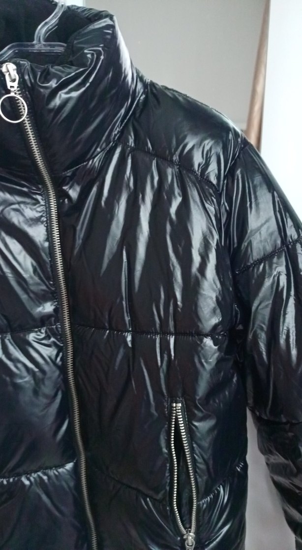 Kadın Siyah Parlak Mini Kısa Mont - Görsel 3