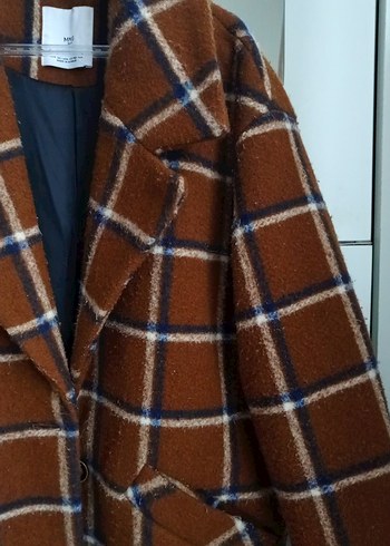 Kahverengi Ekose Düğmeli Midi Kadın Kaban - Görsel 2